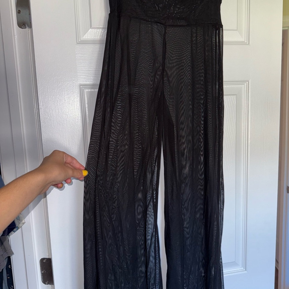 Not Rated Black Sheer Wide Leg Jumpsuit